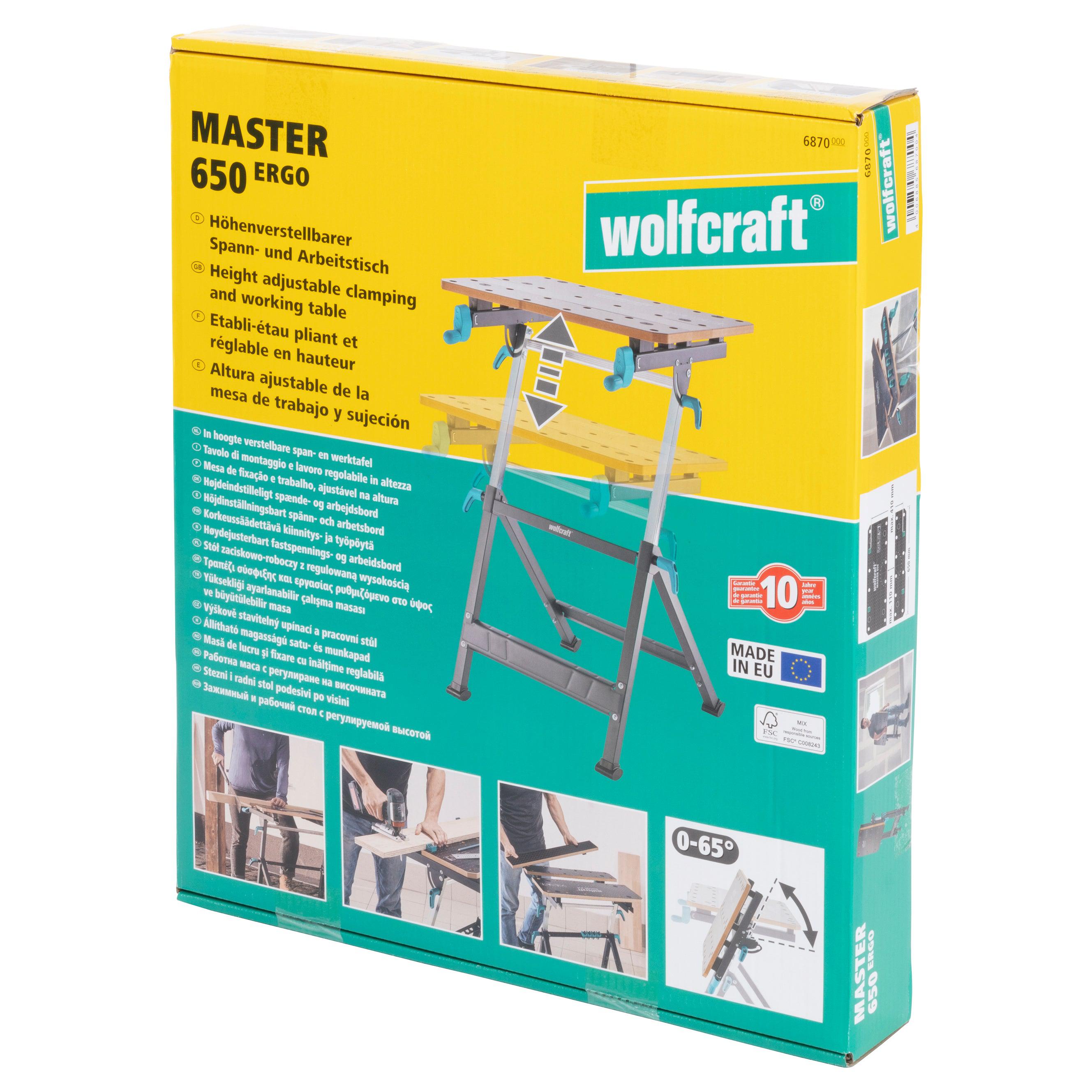 wolfcraft MASTER 750 ERGO Clamping and Machine Table I 6871000 I  Height-adjustable clamping and machine table