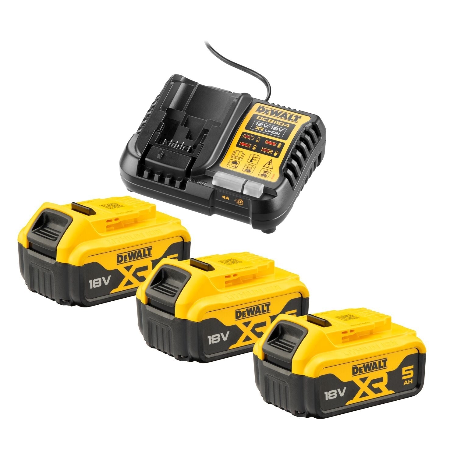 DeWALT DCB1104P3 Starterset lader 3 accu s 18V 5.0Ah kopen