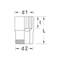 Gedore D 19 17 Doppen kort 1/2' 12-kant UD-Profiel 17mm - 6134010 - 4010886613405 - 6134010 - Mastertools.nl