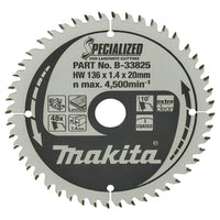 Makita Cirkelzaagblad voor Laminaat | Specialized | Ø 136mm Asgat 20mm 48T - B-33825 - 0088381422673 - B-33825 - Mastertools.nl