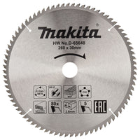 Makita Afkortzaagblad voor Multimaterial | Standaard | Ø 260mm Asgat 30mm 80T - D-65648 - 0088381522731 - D-65648 - Mastertools.nl