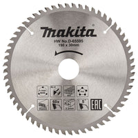 Makita Afkort- en cirkelzaagblad voor Multimaterial | Standaard | Ø 190mm Asgat 30mm 60T - D-65595 - 0088381524131 - D-65595 - Mastertools.nl