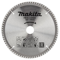 Makita Afkortzaagblad voor Multimaterial | Standaard | Ø 216mm Asgat 30mm 80T - D-65626 - 0088381526395 - D-65626 - Mastertools.nl