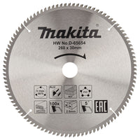 Makita Afkortzaagblad voor Multimaterial | Standaard | Ø 260mm Asgat 30mm 100T - D-65654 - 0088381488471 - D-65654 - Mastertools.nl