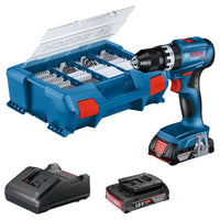 Bosch Professional GSR 18V-45 Accu schroefboormachine 18V 2.0Ah + 82-delige accessoireset - 06019K3306 - 4059952635705 - 06019K3306 - Mastertools.nl