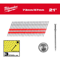 Milwaukee Duplex nagels 21° ronde kop 73/57 mm VE=2000 - 4932498155 - 4058546513153 - 4932498155 - Mastertools.nl