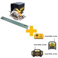 DeWALT DWE576K Cirkelzaag 1600W in Koffer + DWS5022 Geleiderail 1500mm - 5035048377581 - DWE576K-QS - Mastertools.nl