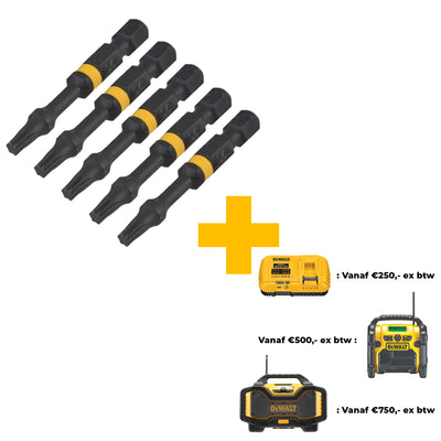 DT7395T Extreme Impact Torsion Schroefbits T20 50mm 5 Stuks