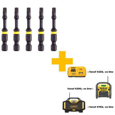 DT7398T Extreme Impact Torsion Schroefbits T30 50mm 5 Stuks