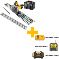 DeWALT DWS520KT Invalzaag incl. 2x Geleiderails en koppelstrip - 3865016725760 - DWS520KT-QS-1 - Mastertools.nl