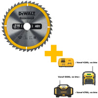 DeWALT Cirkelzaagblad voor Hout | Construction | Ø 216mm Asgat 30mm 40T - DT1953-QZ - 5035048095706 - DT1953-QZ - Mastertools.nl