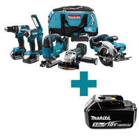 Makita DLX6082T Accu Combiset 6-delig 18V 5.0Ah in Trolley Tas - 0088381857055 - DLX6082T - Mastertools.nl