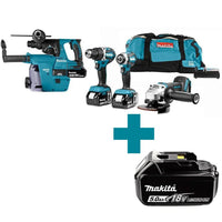 Makita DLX4103W Accu Combiset 4-delig 18V 5.0Ah in Trolley Tas - 0088381876551 - DLX4103W - Mastertools.nl