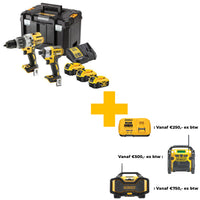 DeWALT DCK276P3T Accu Combiset Klop-/Schroefboormachine DCD996 + Slagschroevendraaier DCF887 18V 3x5.0Ah XR in TSTAK - 5054905295967 - DCK276P3T-QW - Mastertools.nl