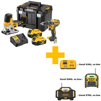 DeWALT DCK298P2T Accu Combiset DCD791 Accuboor + DCS335 Decoupeerzaag 18V 5.0Ah Li-Ion in TSTAK koffer - 5035048733776 - DCK298P2T-QW - Mastertools.nl