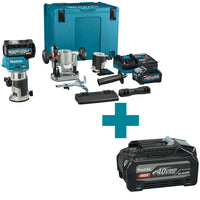 Makita RT001GM206 Accu Boven- en kantenfrees AWS-Ready + Geleiderail adapter XGT 40V Max 4.0Ah in Mbox - 0088381759977 - RT001GM206 - Mastertools.nl