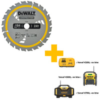 DeWALT Cirkelzaagblad voor Hout | Construction | Ø 184mm Asgat 20mm 24T - DT1951-QZ - 5035048095683 - DT1951-QZ - Mastertools.nl