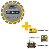 DeWALT Cirkelzaagblad voor Hout | Construction | Ø 136mm Asgat 10mm 16T - DT1946-QZ - 5035048095638 - DT1946-QZ - Mastertools.nl