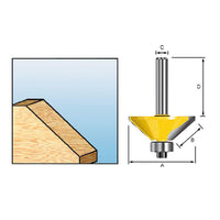 Makita D-09488 Freesbit Fasefrees 45° + lager S 6mm 26,19x9,53mm - 0088381182249 - D-09488 - Mastertools.nl