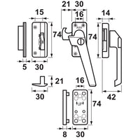 AXA 3319 Veiligheids raamsluiting F2 met cilindersluiting, nok en haakschoot inbouw rechtsdraaiend - 3319-31-92/GE - 8713249074023 - 3319-31-92/GE - Mastertools.nl