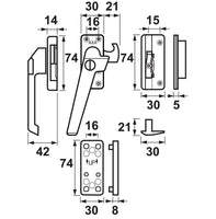 AXA 3319 Veiligheids raamsluiting F1 met cilindersluiting, nok en haakschoot inbouw linksdraaiend - 3319-41-91/6 - 8713249190181 - 3319-41-91/6 - Mastertools.nl