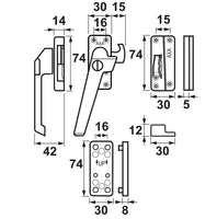 AXA 3319 Veiligheids raamsluiting F1 met cilindersluiting, nok en haakschoot opbouw linksdraaiend - 3319-61-91/GE - 8713249266527 - 3319-61-91/GE - Mastertools.nl