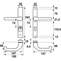 AXA 6762 Veiligheidsbeslag Premium smal kruk Flow PC72 anti-kerntrek F1 - 6762-63-11/72 - 8713249245560 - 6762-63-11/72 - Mastertools.nl