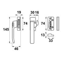 AXA 3327 Raamsluiting F8 met nok en haakschoot opbouw linksdraaiend - 3327-61-38/E - 8713249273549 - 3327-61-38/E - Mastertools.nl