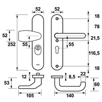 AXA 6668 Veiligheidsbeslag Oval Plus Wing-knop+kruk U-model PC55 anti-kerntrek F1 - 6668-49-91/55U - 8713249284408 - 6668-49-91/55U - Mastertools.nl