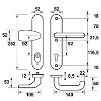 AXA 6668 Veiligheidsbeslag Oval Plus Wing-knop+kruk U-model PC92 anti-kerntrek F1 - 6668-49-91/92U - 8713249287034 - 6668-49-91/92U - Mastertools.nl