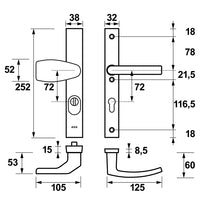 AXA 6767 Veiligheidsbeslag Edge Plus smal Wing-knop+kruk Blok PC72 anti-kerntrek F8 - 6767-49-18/72K - 8713249335469 - 6767-49-18/72K - Mastertools.nl