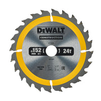 DeWALT Cirkelzaagblad voor Hout | Construction | Ø 152mm Asgat 20mm 24T - DT1930-QZ - 5035048095478 - DT1930-QZ - Mastertools.nl