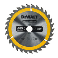 DeWALT Cirkelzaagblad voor Hout | Construction | Ø 165mm Asgat 20mm 30T - DT1935-QZ - 5035048095522 - DT1935-QZ - Mastertools.nl