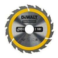 DeWALT Cirkelzaagblad voor Hout | Construction | Ø 165mm Asgat 30mm 18T - DT1936-QZ - 5035048095539 - DT1936-QZ - Mastertools.nl