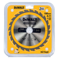 DeWALT Cirkelzaagblad voor Hout | Construction | Ø 190mm Asgat 30mm 24T - DT1944-QZ - 5035048095614 - DT1944-QZ - Mastertools.nl