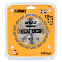 DeWALT Cirkelzaagblad voor Hout | Construction | Ø 136mm Asgat 10mm 16T - DT1946-QZ - 5035048095638 - DT1946-QZ - Mastertools.nl