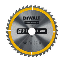 DeWALT Cirkelzaagblad voor Hout | Construction | Ø 216mm Asgat 30mm 40T - DT1953-QZ - 5035048095706 - DT1953-QZ - Mastertools.nl