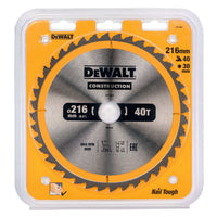 DeWALT Cirkelzaagblad voor Hout | Construction | Ø 216mm Asgat 30mm 40T - DT1953-QZ - 5035048095706 - DT1953-QZ - Mastertools.nl