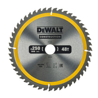 DeWALT Cirkelzaagblad voor Hout | Construction | Ø 250mm Asgat 30mm 48T - DT1957-QZ - 5035048095744 - DT1957-QZ - Mastertools.nl