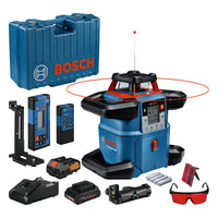 Bosch Professional GRL 600 CHV Accu Rotatielaser Rood 18V + Laserontvanger LR 60 4.0Ah in Koffer - 0601061F00 - 3165140869096 - 0601061F00 - Mastertools.nl