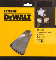 DeWALT Cirkelzaagblad voor Aluminium | Extreme | Ø 165mm Asgat 20mm 54T - DT1088-QZ - 5035048083376 - DT1088-QZ - Mastertools.nl