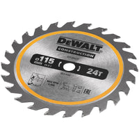 DeWALT Cirkelzaagblad voor Hout | Construction | Ø 115mm Asgat 9,5mm 24T - DT20420-QZ - 5054905255992 - DT20420-QZ - Mastertools.nl