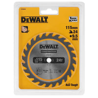 DeWALT Cirkelzaagblad voor Hout | Construction | Ø 115mm Asgat 9,5mm 24T - DT20420-QZ - 5054905255992 - DT20420-QZ - Mastertools.nl