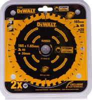 DeWALT Cirkelzaagblad voor Hout | Extreme | Ø 165mm Asgat 20mm 40T - DT10640-QZ - 5035048085837 - DT10640-QZ - Mastertools.nl