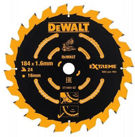 DeWALT Cirkelzaagblad voor Hout | Extreme | Ø 184mm Asgat 16mm 24T - DT1669-QZ - 5035048537046 - DT1669-QZ - Mastertools.nl