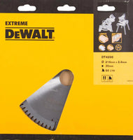 DeWALT Cirkelzaagblad voor Hout | Extreme | Ø 216mm Asgat 30mm 80T - DT4286-QZ - 5035048057704 - DT4286-QZ - Mastertools.nl