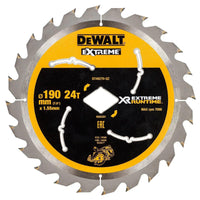 DeWALT Cirkelzaagblad voor Hout | Extreme Runtime | Ø 190mm Asgat Ruit 24T - DT40270-QZ - - - Mastertools.nl