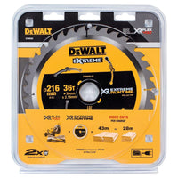 DeWALT Cirkelzaagblad voor Hout | Extreme Runtime | Ø 216mm Asgat 30mm 36T - DT99569-QZ - 5035048542309 - DT99569-QZ - Mastertools.nl