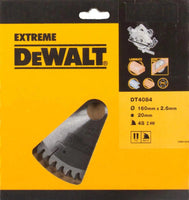 DeWALT Cirkelzaagblad voor Laminaat | Extreme | Ø 160mm Asgat 20mm 48T - DT4084-QZ - - - Mastertools.nl