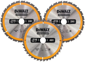 DeWALT DT1962 Cirkelzaagbladen Set 216mm (2X 24T 1X 40T) - - - Mastertools.nl